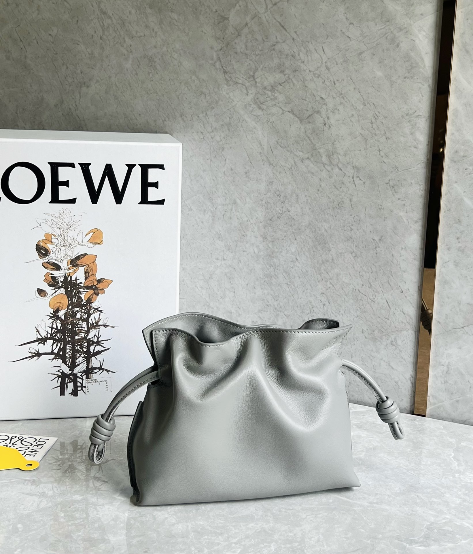 Loewe Mini Flamenco clutch in nappa calfskin Pearl Grey